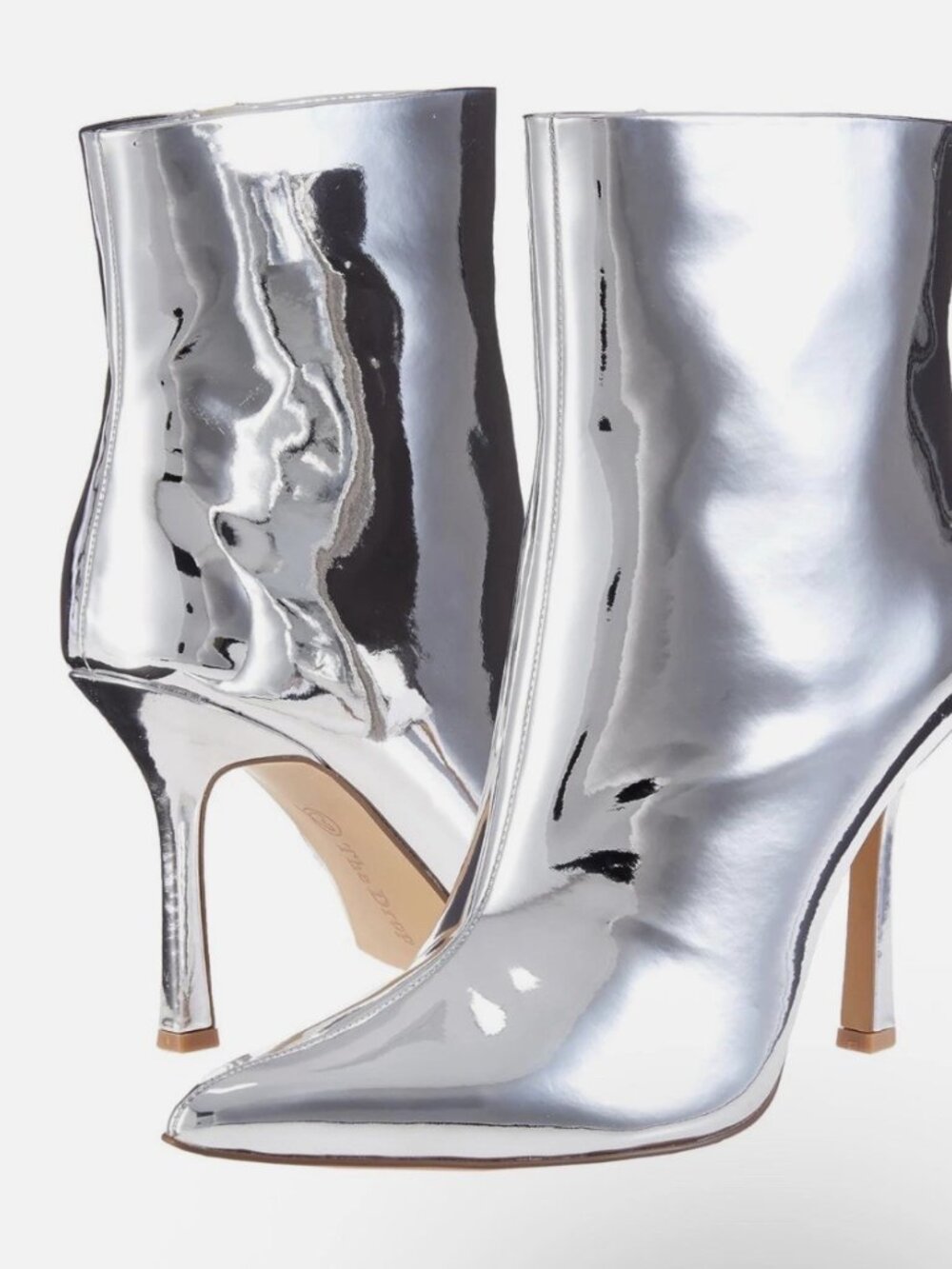 The Drop Womens Silver Mirror Stiletto Heel Pointed Toe Ankle Boots 7.5 NIB